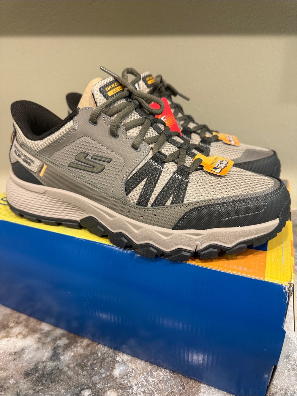 Skechers Men’s Gray and Black Wide Fit Athletic Slip-On Sneakers - Picture 2 of 4